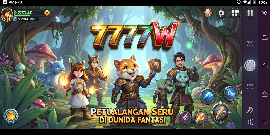 Tampilan gameplay 7777W dengan dunia petualangan yang luas.