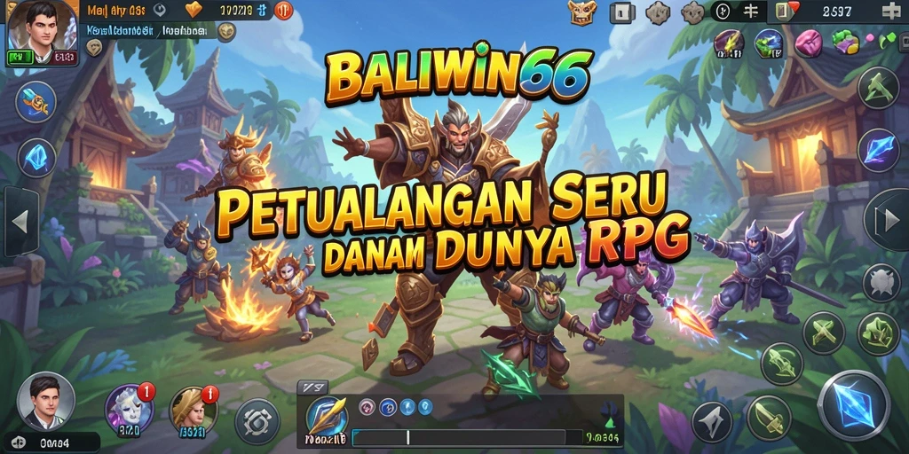 Screenshot utama gameplay BALIWIN66 menampilkan pertarungan epik dalam dunia RPG.