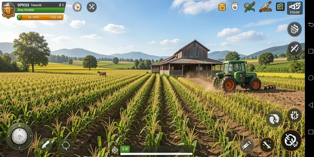 Screenshot DEPO555 menampilkan gameplay seru mengelola pertanian.