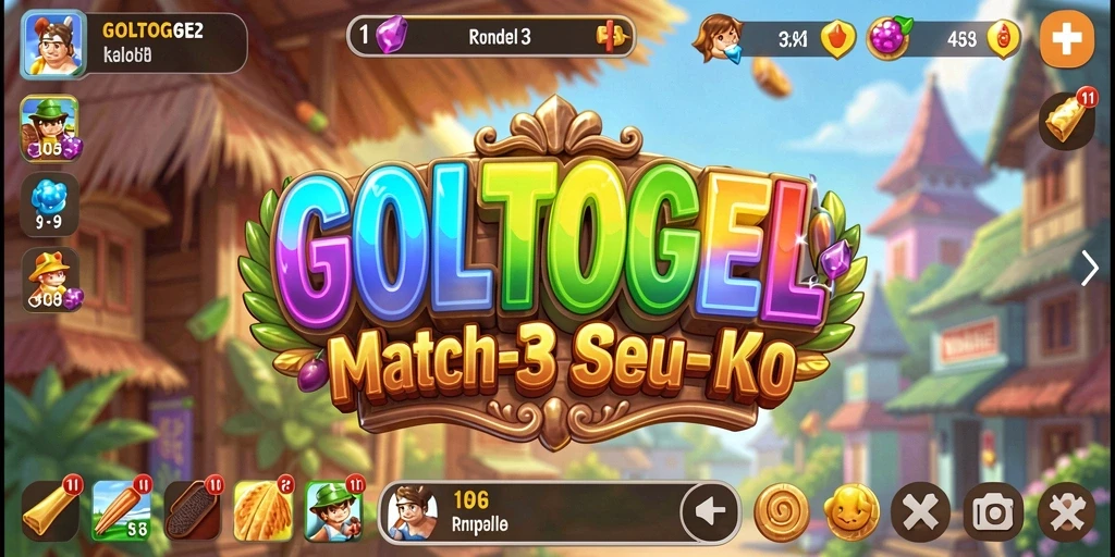 Screenshot permainan GOLTOGEL menampilkan gameplay Match-3 yang menarik.