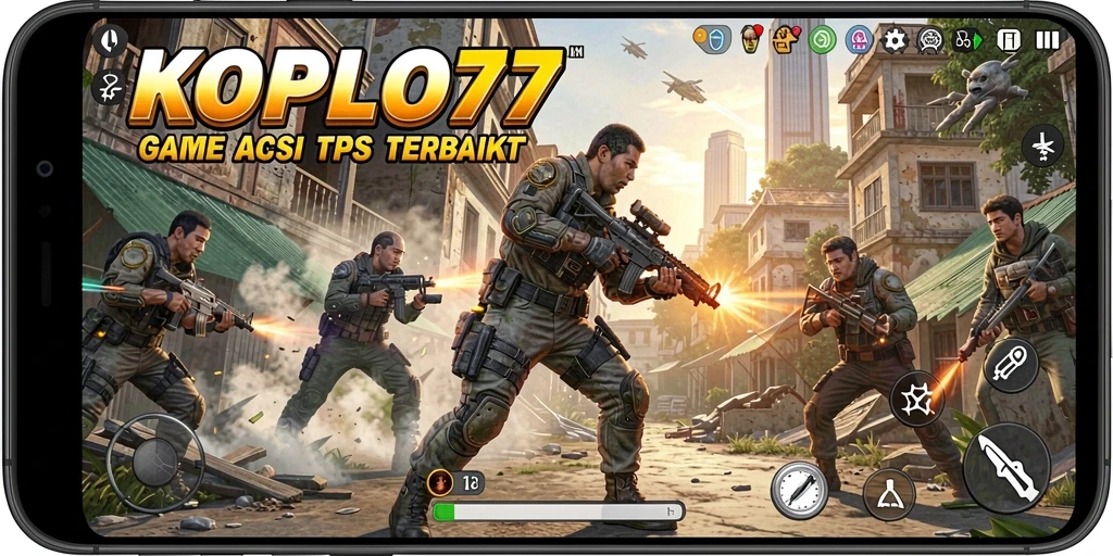 Screenshot KOPLO77 menampilkan aksi mendebarkan dalam gameplay TPS.