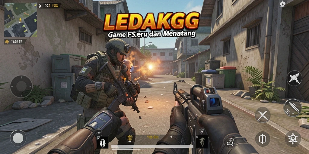 Tampilan menarik dari gameplay LEDAKGG dengan pertempuran intens.