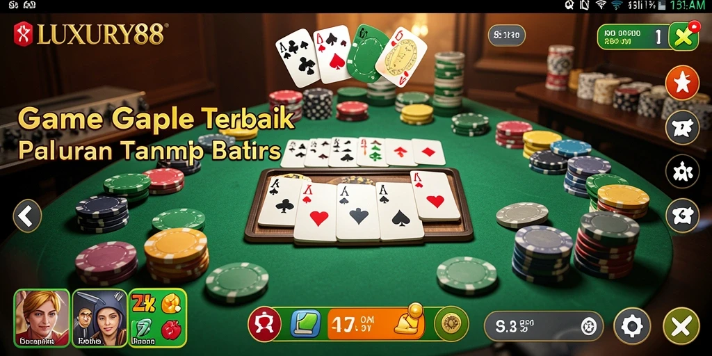 Tampilan gameplay LUXURY88 yang seru dan mengasyikkan dalam permainan Gaple.