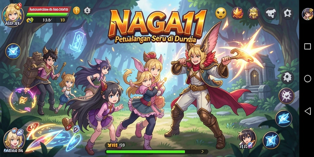 Tampilan gameplay NAGA11 yang memukau dengan karakter anime ikonik.