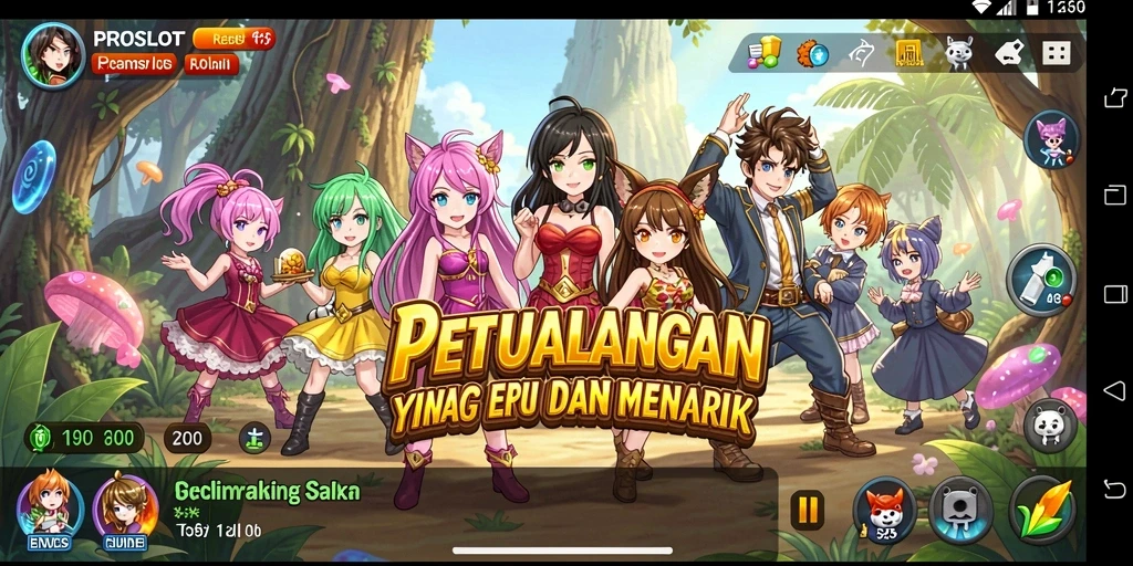 Screenshot PROSLOT menampilkan aksi seru para karakter Anime.