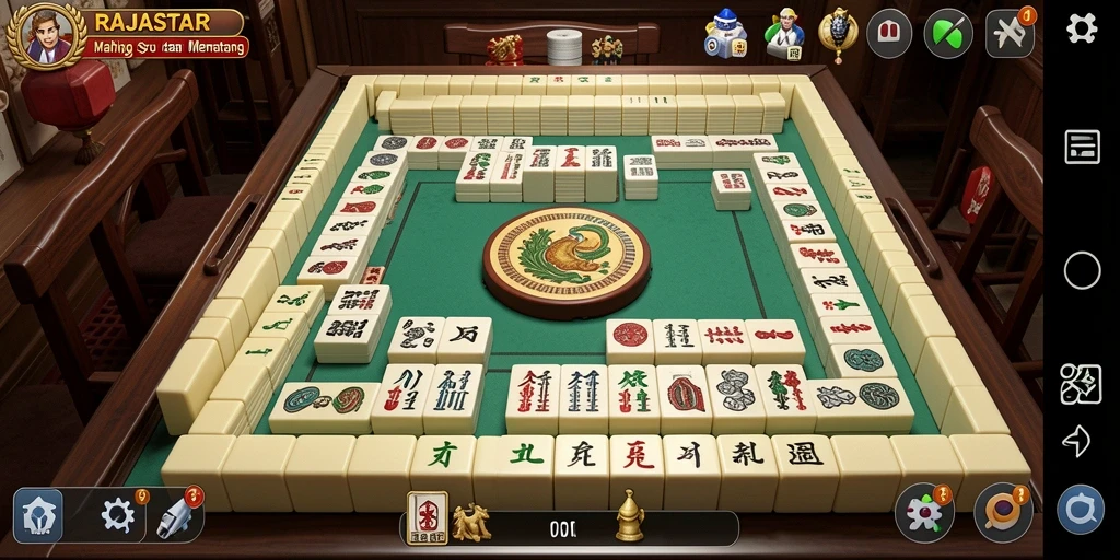 Tampilan gameplay seru dalam RAJASTAR dengan ubin Mahjong.