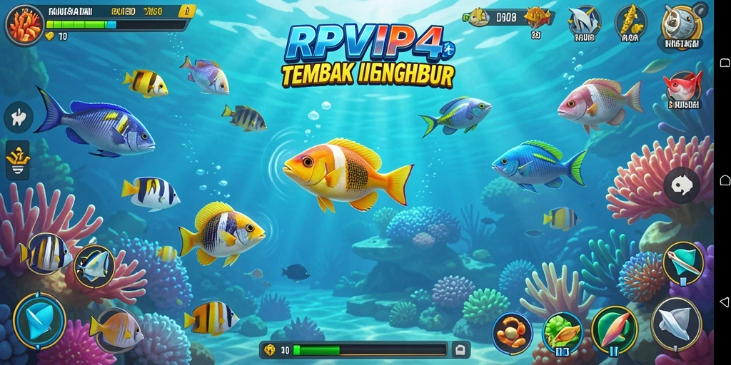 Screenshot RPVIP4 menampilkan aksi seru menangkap ikan di laut.