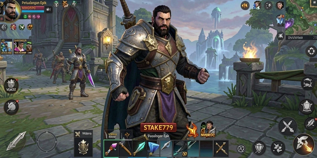 Tangkapan layar gameplay STAKE779 yang menampilkan pertarungan seru di dunia MMORPG.