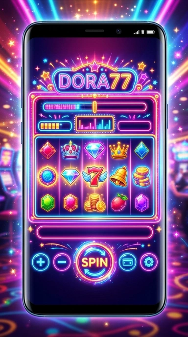 Pengguna sedang menjelajahi aplikasi di dora77 dengan antarmuka yang ramah.